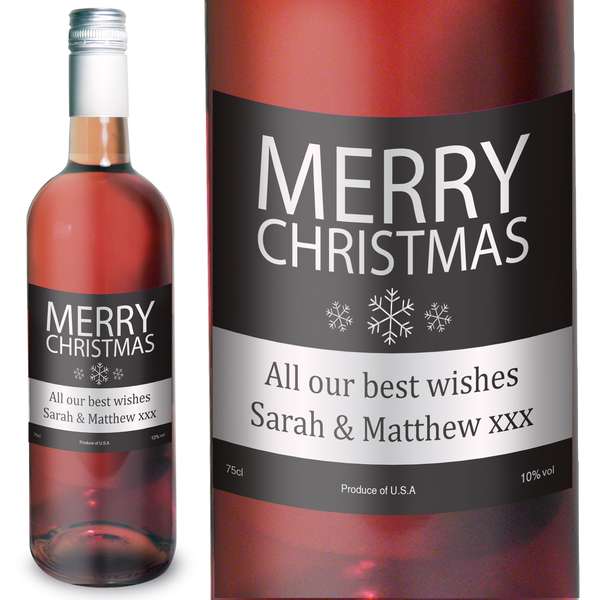 (image for) Personalised Merry Christmas Rose Wine