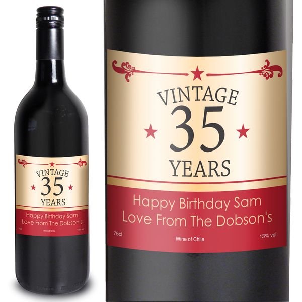 (image for) Personalised Vintage Numbers Red Wine - Click Image to Close