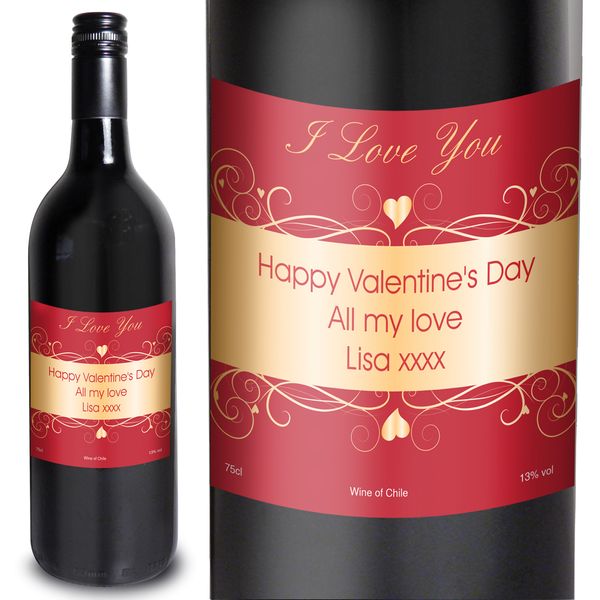 (image for) Personalised Heart Swirl Red Wine - Click Image to Close