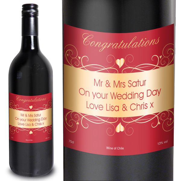 (image for) Personalised Heart Swirl Red Wine - Click Image to Close