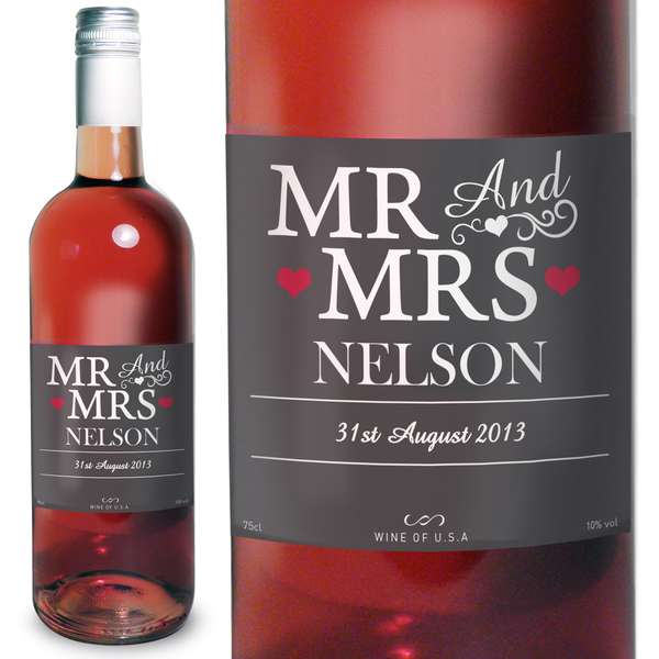 (image for) Personalised Mr & Mrs Rose Wine - Click Image to Close