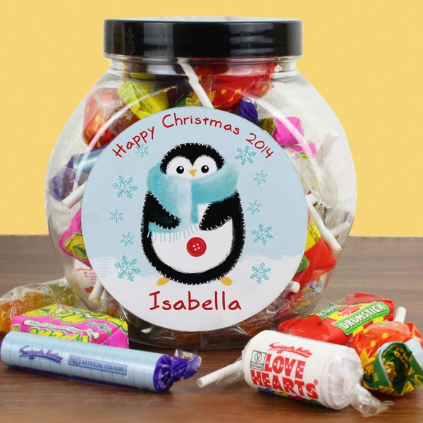 (image for) Personalised Felt Stitch Penguin Sweet Jar - Click Image to Close