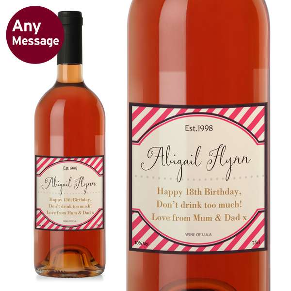 Modal Additional Images for Personalised Pink Stripe Rose Wine