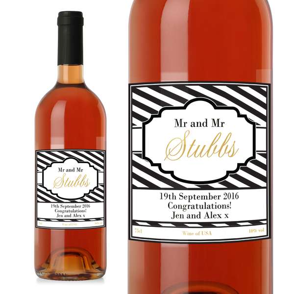 Modal Additional Images for Personalised Art Deco Striped Rose Wine