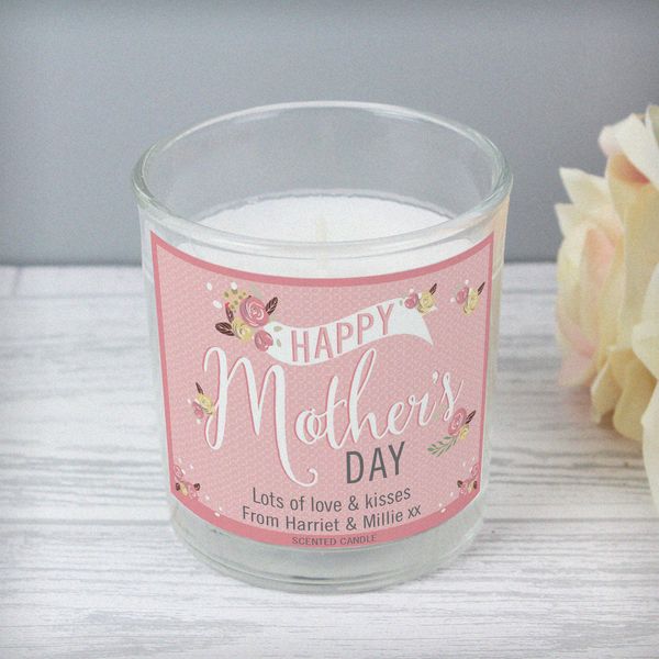 (image for) Personalised Floral Bouquet Mother's Day Scented Jar Candle - Click Image to Close