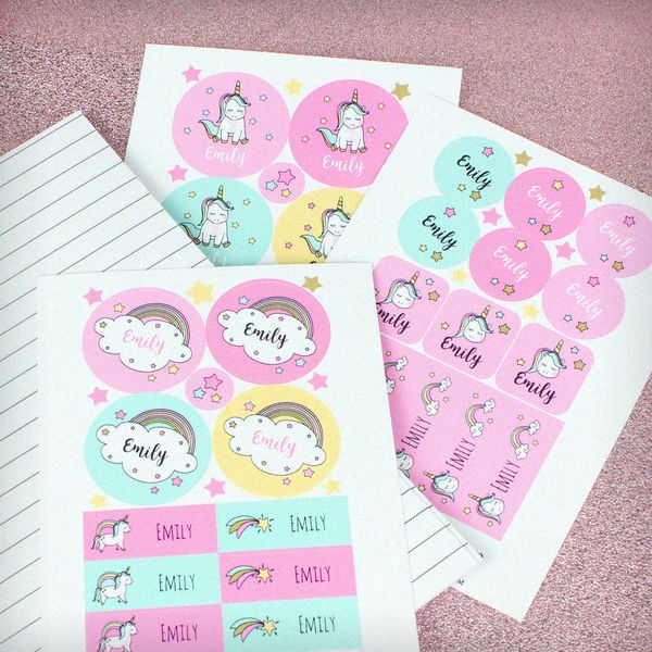 Modal Additional Images for Personalised Baby Unicorn Sticker Set