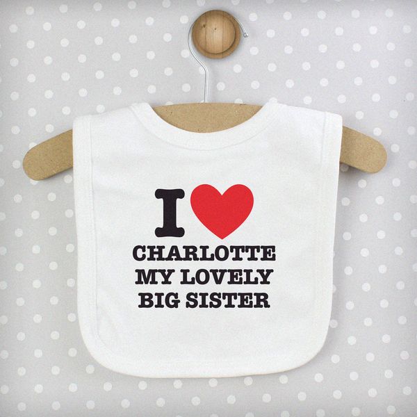(image for) Personalised I HEART 0-3 Months Baby Bib - Click Image to Close