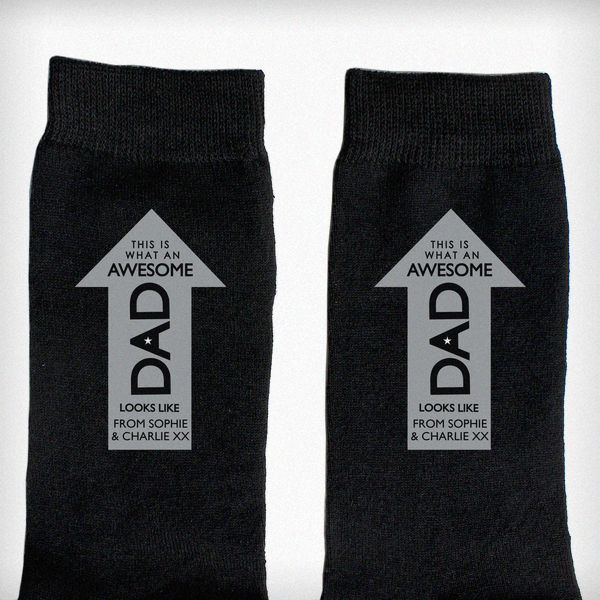 Modal Additional Images for Personalised Awesome Dad Men's Socks
