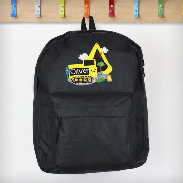 (image for) Personalised Digger Black Backpack - Click Image to Close