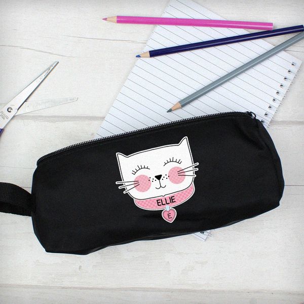 Modal Additional Images for Personalised Cute Cat Black Pencil Case