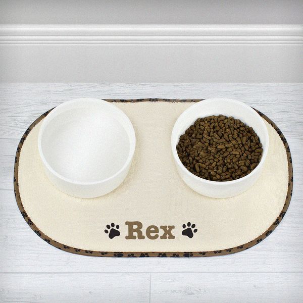 (image for) Personalised Brown Paw Print Pet Bowl Placemat - Click Image to Close