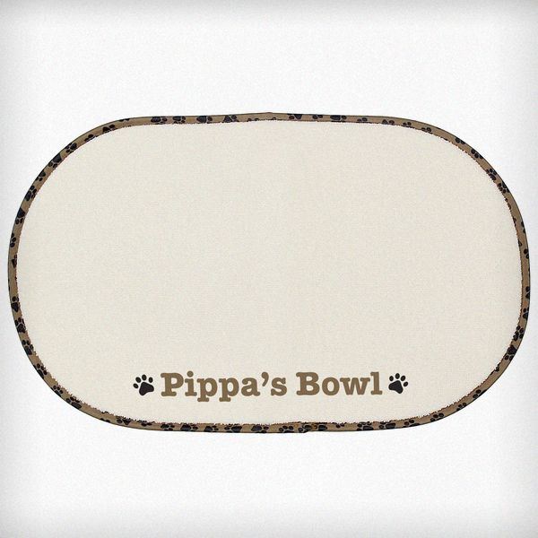 (image for) Personalised Brown Paw Print Pet Bowl Placemat - Click Image to Close