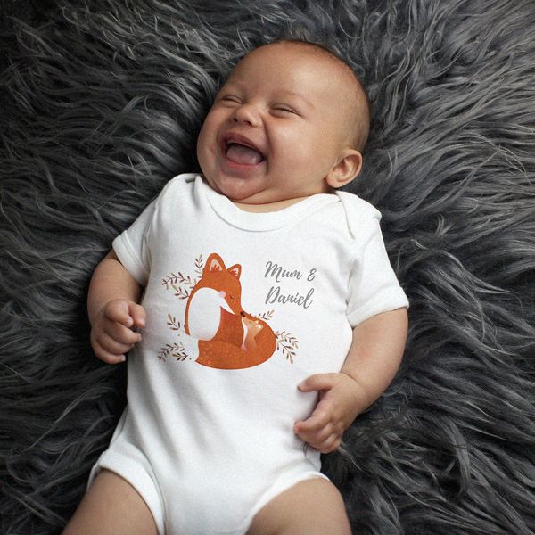 Modal Additional Images for Personalised Mummy and Me Fox 0-3 Months Baby Vest