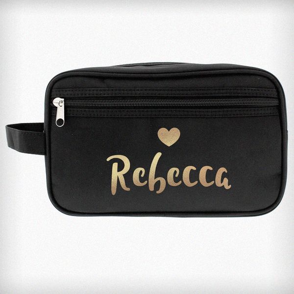 (image for) Personalised Gold Name Black Vanity Bag - Click Image to Close