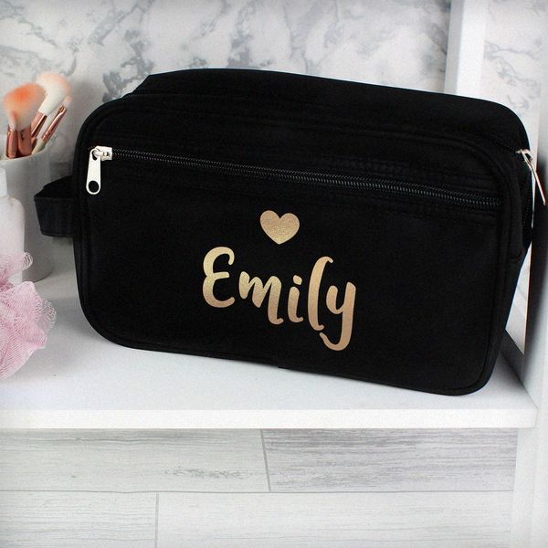 (image for) Personalised Gold Name Black Vanity Bag - Click Image to Close