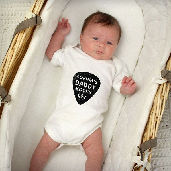 (image for) Personalised Daddy Rocks 0-3 Months Baby Vest - Click Image to Close