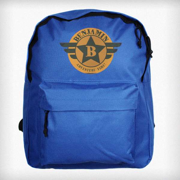 (image for) Personalised Badge Blue Backpack - Click Image to Close