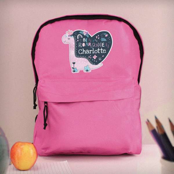 (image for) Personalised Dinosaur Pink Backpack