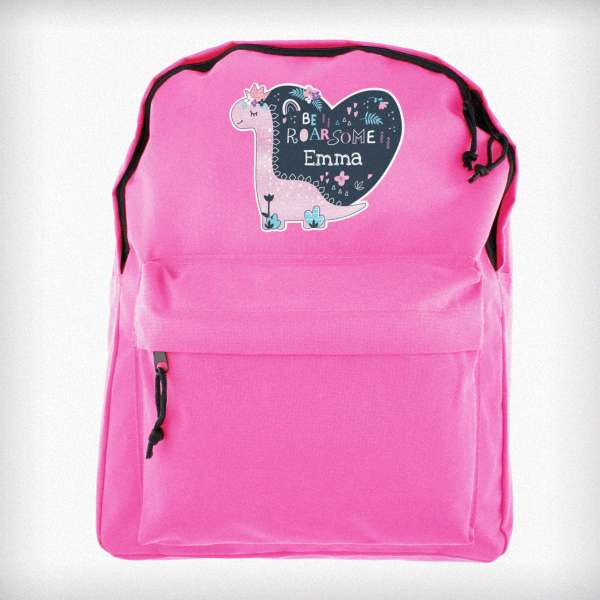 (image for) Personalised Dinosaur Pink Backpack - Click Image to Close