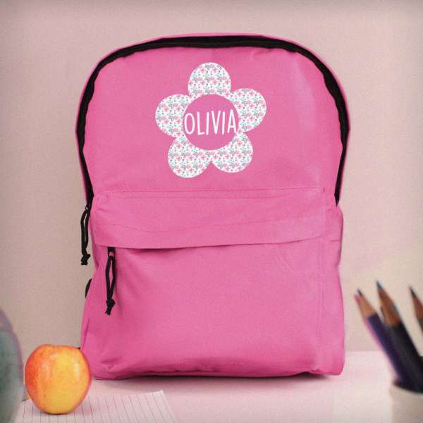 (image for) Personalised Flower Pink Backpack - Click Image to Close