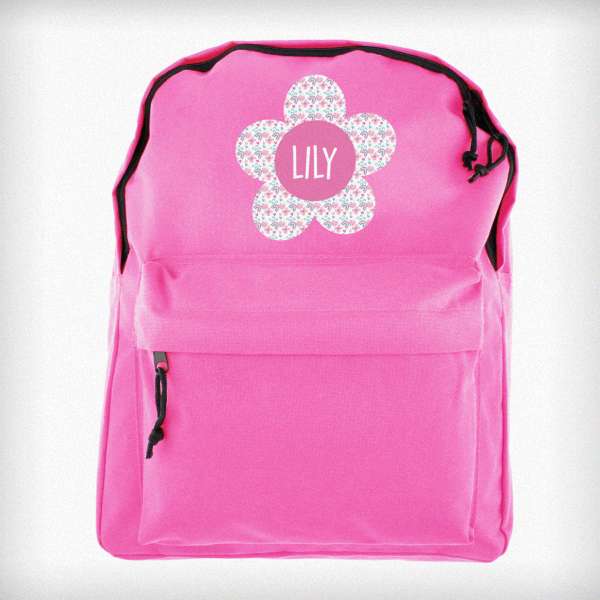 (image for) Personalised Flower Pink Backpack - Click Image to Close