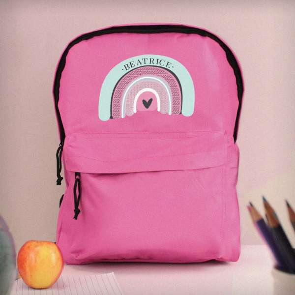 (image for) Personalised Rainbow Pink Backpack - Click Image to Close