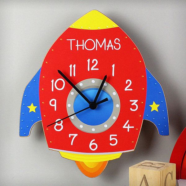 Modal Additional Images for Personalised Rocket Shape Wooden Clock