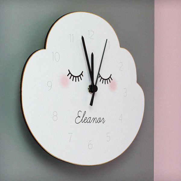 Modal Additional Images for Personalised Eyelash Cloud Shape Wooden Clock