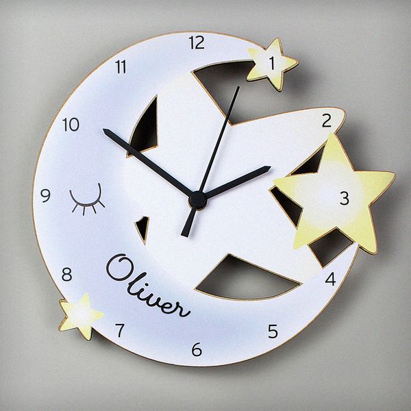 Modal Additional Images for Personalised Moon and Stars Shape Wooden Clock