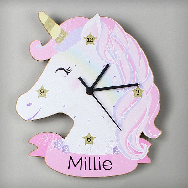 Modal Additional Images for Personalised Unicorn Shape Wooden Clock