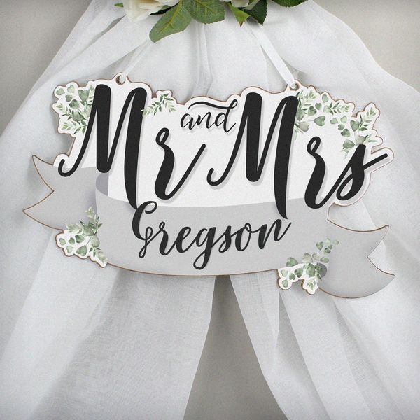 Modal Additional Images for Personalised Mr & Mrs Wooden Hanging Decoration