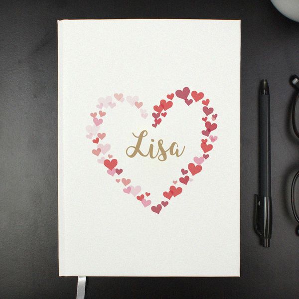 (image for) Personalised Confetti Hearts Hardback A5 Notebook - Click Image to Close