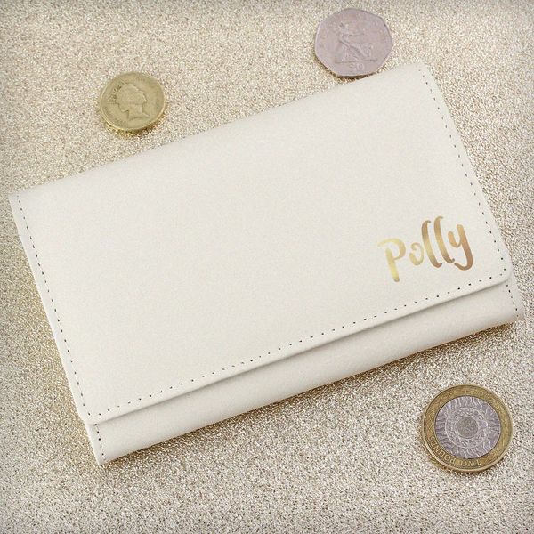 (image for) Personalised Gold Name Cream Purse - Click Image to Close