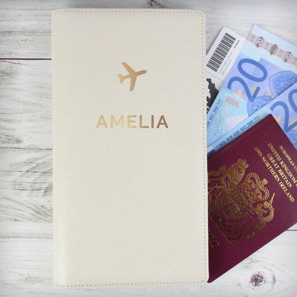 (image for) Personalised Gold Name Travel Document Holder