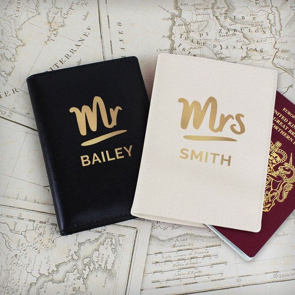 Modal Additional Images for Personalised Mr & Mrs Passport Holders Set