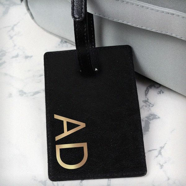 (image for) Personalised Gold Initials Black Luggage Tag - Click Image to Close