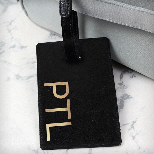Modal Additional Images for Personalised Gold Initials Black Luggage Tag