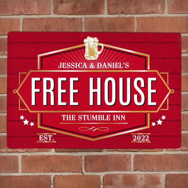 Modal Additional Images for Personalised Free House Red Metal Sign