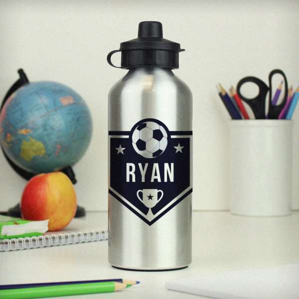 (image for) Personalised Football Silver Drinks Bottle - Click Image to Close