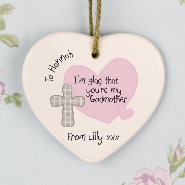 Modal Additional Images for Personalised Godmother Ceramic Heart Decoration