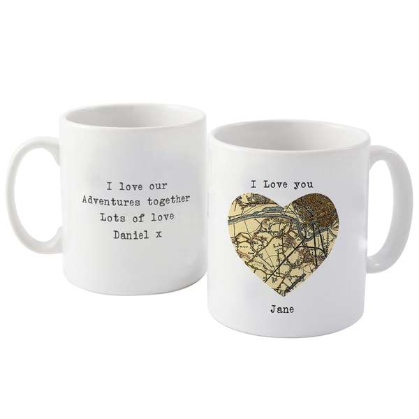 Modal Additional Images for Personalised 1896 - 1904 Revised New Map Heart Mug