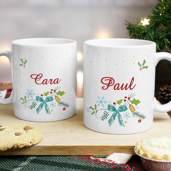 (image for) Personalised Classic Christmas Mug Set - Click Image to Close