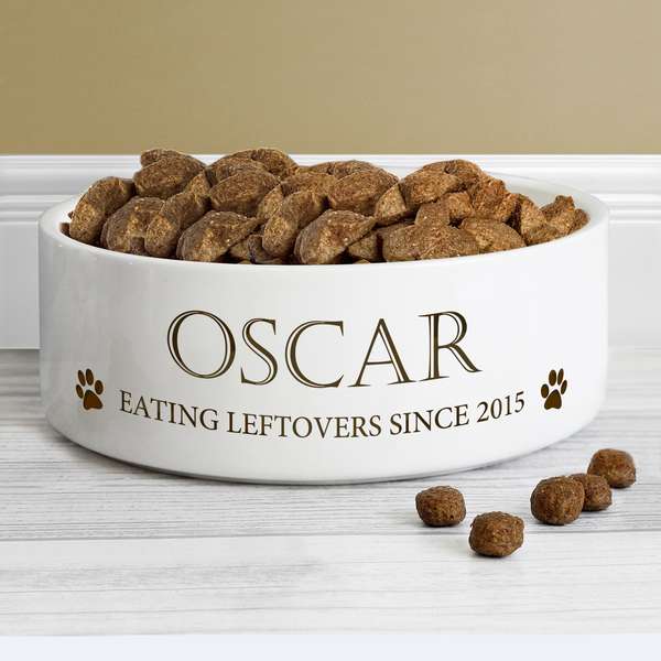 (image for) Personalised Paws 14cm Medium White Pet Bowl - Click Image to Close