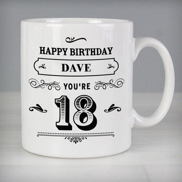 Modal Additional Images for Personalised Birthday Vintage Typography Mug