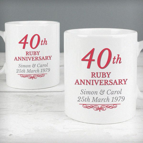 (image for) Personalised 40th Ruby Anniversary Mug Set