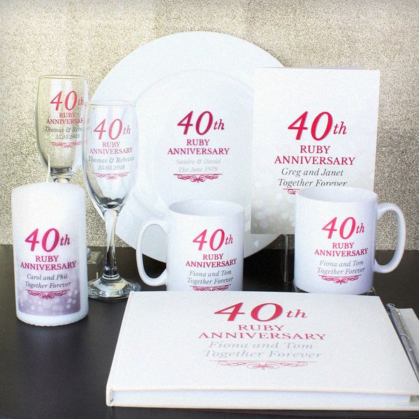 Modal Additional Images for Personalised 40th Ruby Anniversary Mug Set