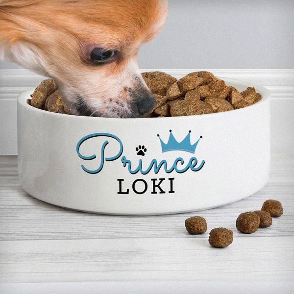Modal Additional Images for Personalised Prince 14cm Medium Ceramic White Pet Bowl