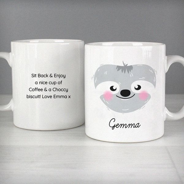 Modal Additional Images for Personalised Cute Sloth Face Mug