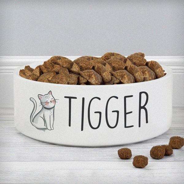 (image for) Personalised Scribble Cat 14cm Medium Pet Bowl - Click Image to Close