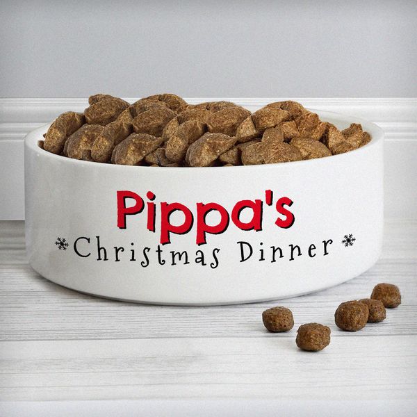 (image for) Personalised Christmas Dinner 14cm Medium Pet Bowl - Click Image to Close